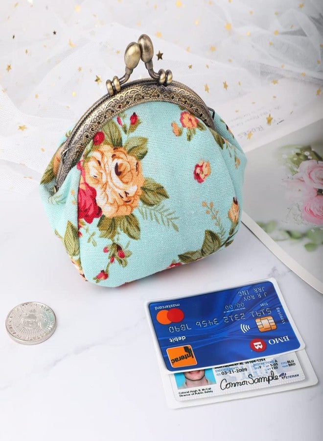 Oyachic Floral Coin Purse,Cute Flower Change Purse,Vintage Wallet with Clasp,Coin Holder Pouch for Woman Girls - Image 3