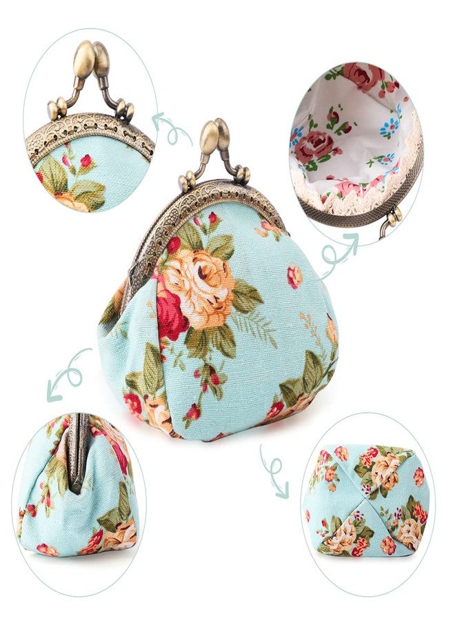Oyachic Floral Coin Purse,Cute Flower Change Purse,Vintage Wallet with Clasp,Coin Holder Pouch for Woman Girls - Image 2