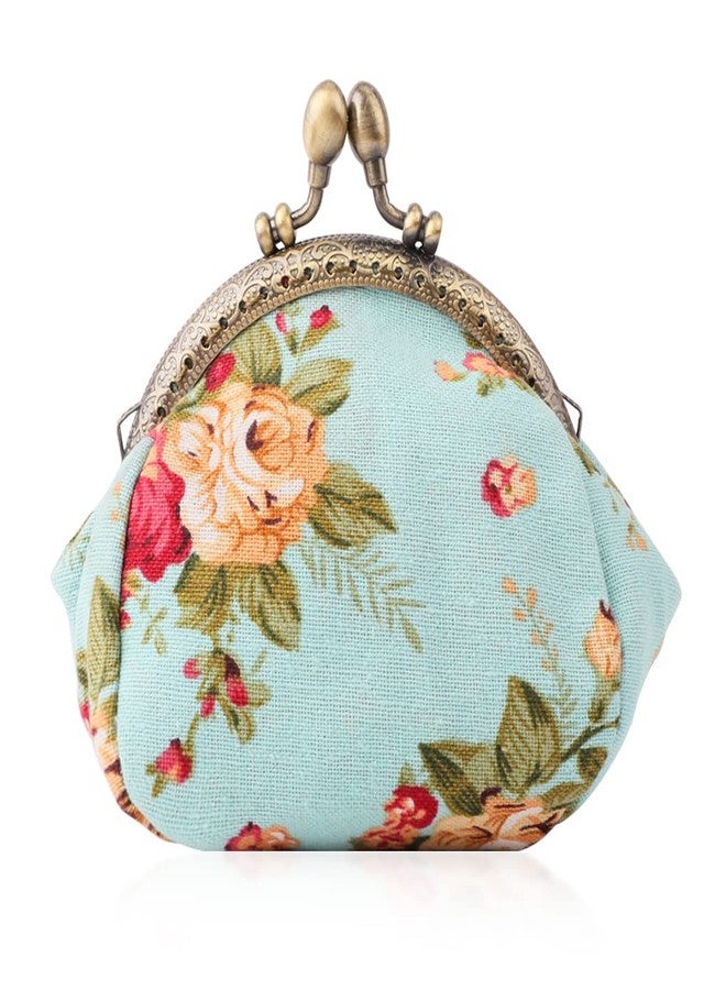 Oyachic Floral Coin Purse,Cute Flower Change Purse,Vintage Wallet with Clasp,Coin Holder Pouch for Woman Girls - Image 1