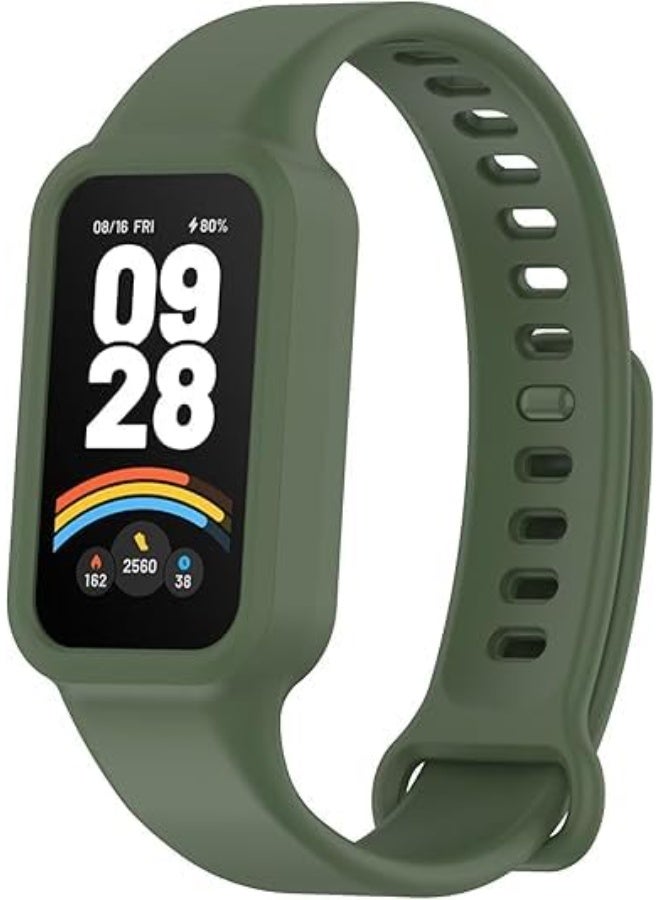 NEXT STORE Soft Silicone Protective Case Strap Compatible with Xiaomi Smart Band 9 Active / Redmi Band 3 – Integrated Replacement Wristband