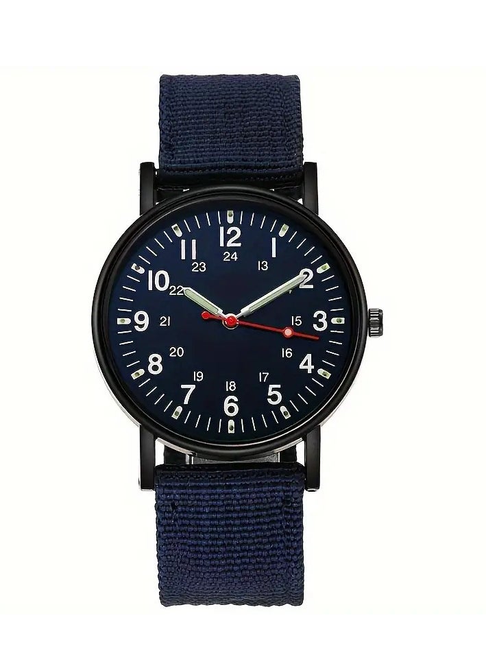 Watch Men's Trendy Multi-functional Watch With Nylon Woven Strap, Perfect For Casual Sports And As A Gift  - Image 1