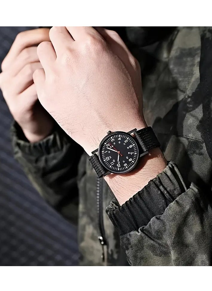 Watch Men's Trendy Multi-functional Watch With Nylon Woven Strap, Perfect For Casual Sports And As A Gift  - Image 3