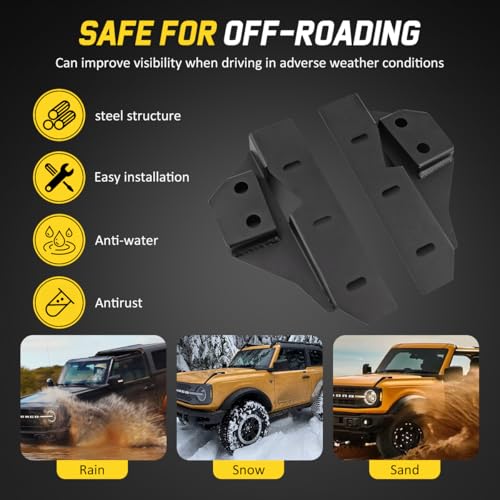 GLOBLED Front Bumper Fog Light Mount Brackets Fog Light Mount Brackets for 3 Inch LED Pod Compatible with Ford Bronco 2021-2024 (NOT for Bronco Sport) - Image 4