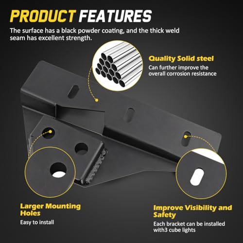 GLOBLED Front Bumper Fog Light Mount Brackets Fog Light Mount Brackets for 3 Inch LED Pod Compatible with Ford Bronco 2021-2024 (NOT for Bronco Sport) - Image 3