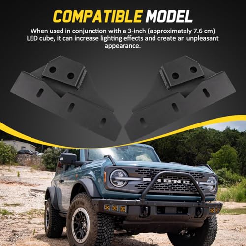 GLOBLED Front Bumper Fog Light Mount Brackets Fog Light Mount Brackets for 3 Inch LED Pod Compatible with Ford Bronco 2021-2024 (NOT for Bronco Sport) - Image 5