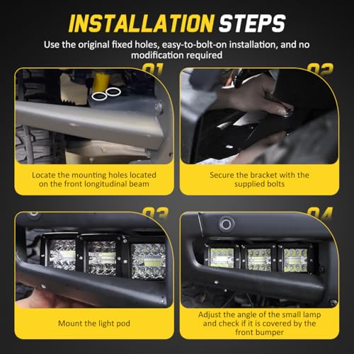GLOBLED Front Bumper Fog Light Mount Brackets Fog Light Mount Brackets for 3 Inch LED Pod Compatible with Ford Bronco 2021-2024 (NOT for Bronco Sport) - Image 2