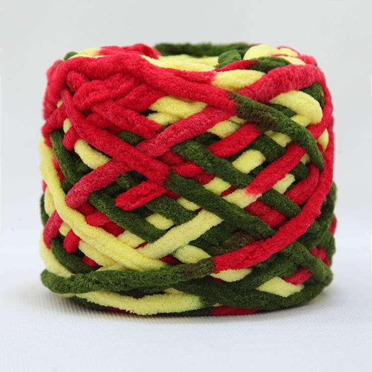 Ice thread soft coarse wool handmade diy knitting scarf wool ball hook crochet slippers thread self-woven wool ball 39 yellow red Green 