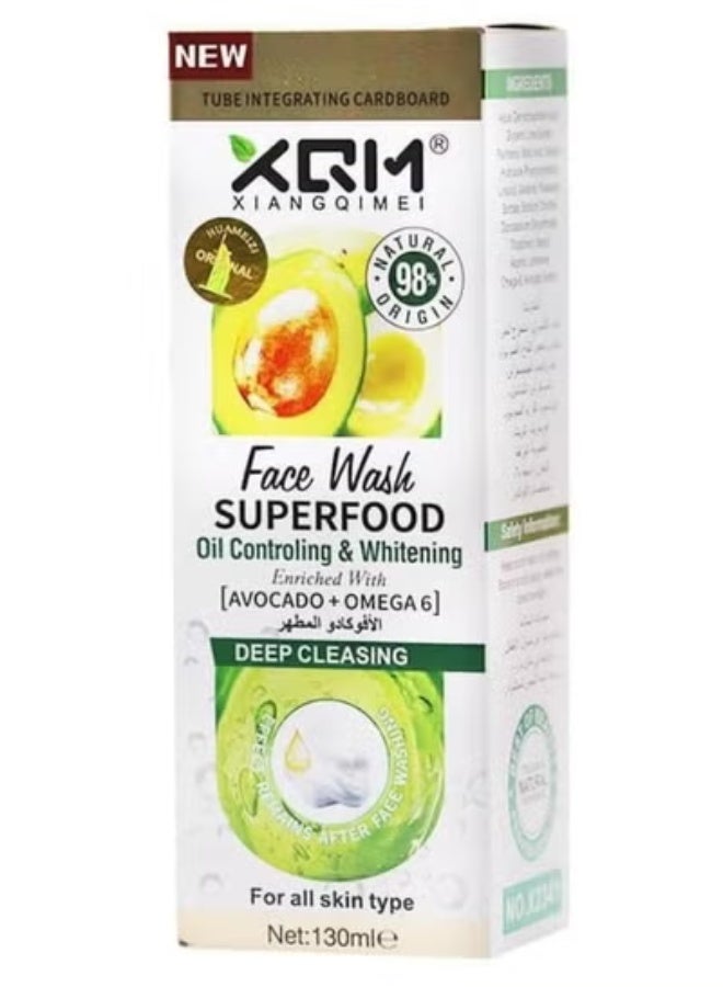 XQM Superfood Whitening Moisturizing With Oatmeal & Probiotic Facial Wash 130ml Plus XQM Oil Control Whitening Facial Wash Enriched with Avocado & Omega 6 - 130 ml - Image 3