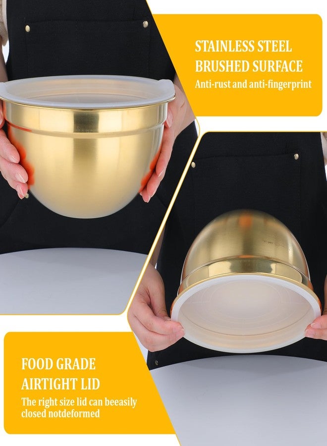 SHENLIU 7 Pcs Gold Mixing Bowls with Airtight Lids, Stainless Steel Mixing Bowls Metal Nesting Organizers for Baking, Prepping and Serving Food, Non-slip Bottom Size 7, 3.6, 2.7, 2.1, 1.5, 1.1, 0.8Qt - Image 4