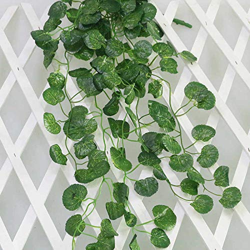 Deehome Artificial Ivy Garlands Round Leafs Creepers (6 Strings) Silk Greenery Hanging Vines Garlands Creeper Leaves for Decoration (6 Strings, 6 Foot Each). - Image 5