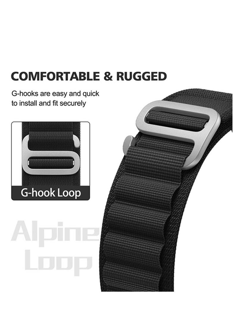 Generic Alpine Loop for Apple Watch 49mm 45 44mm 42mm, Woven Loop with Metal Sport Band with iWatch Band Series Ultra 8 7 6 5 4 3 2 1 SE - Black  - Image 4