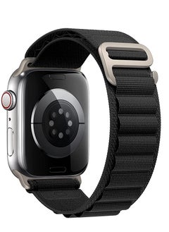 Generic Alpine Loop for Apple Watch 49mm 45 44mm 42mm, Woven Loop with Metal Sport Band with iWatch Band Series Ultra 8 7 6 5 4 3 2 1 SE - Black  - Image 2