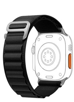 Generic Alpine Loop for Apple Watch 49mm 45 44mm 42mm, Woven Loop with Metal Sport Band with iWatch Band Series Ultra 8 7 6 5 4 3 2 1 SE - Black  - Image 1