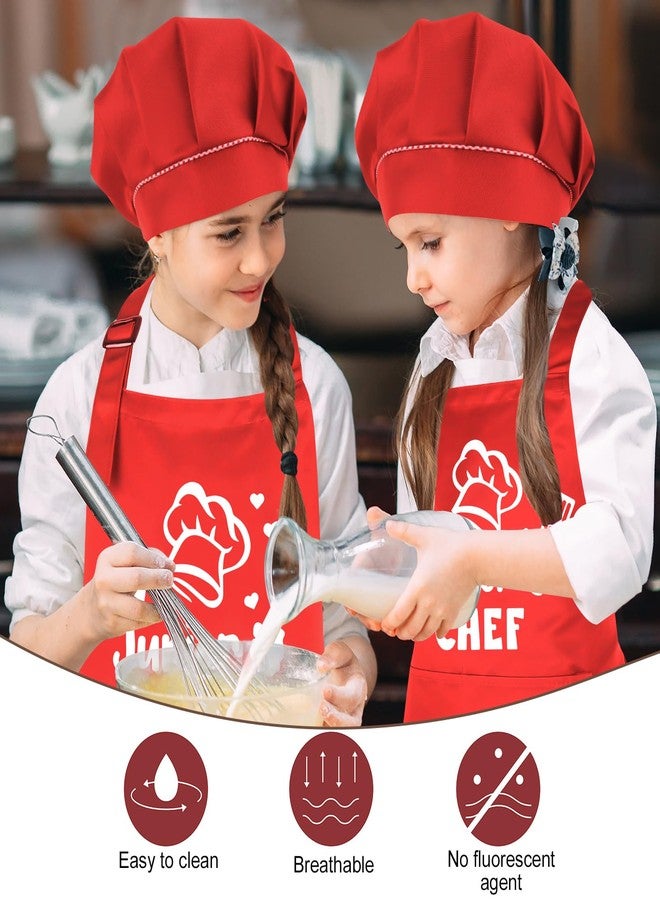 XLSXEXCL Kids Apron and Chef Hat Set, “Junior Chef” Apron Adjustable Child Apron Chef in Training Funny Apron with 2 Pockets for Boys and Girls(Red) - Image 5