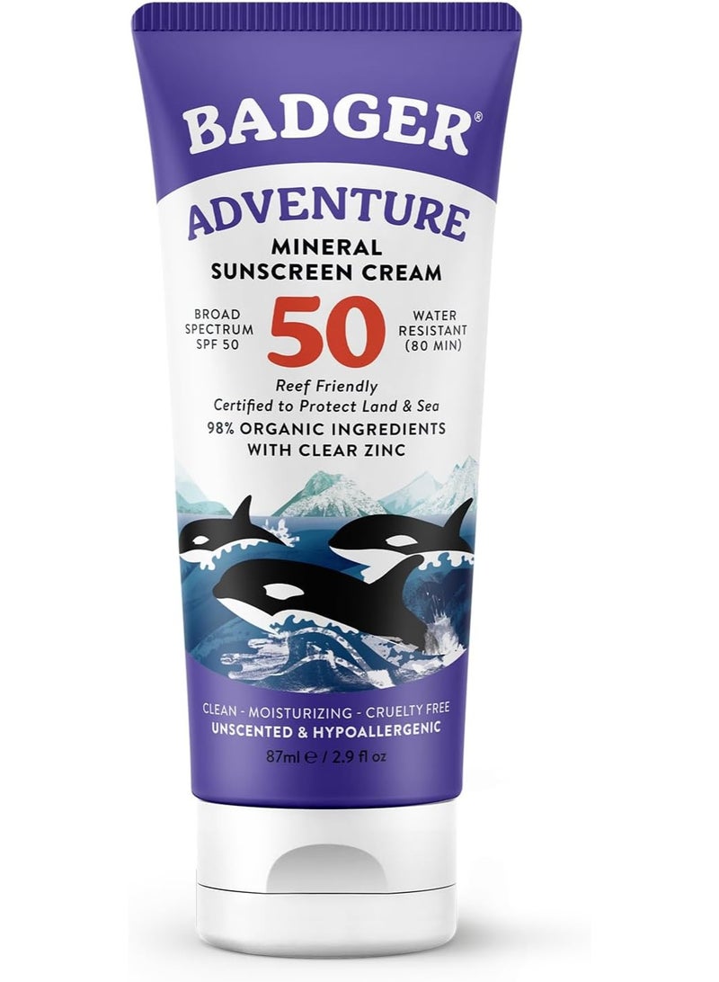 Badger Adventure Mineral Sunscreen Cream - SPF 50 - Image 1