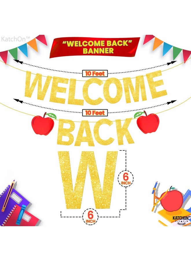 KatchOn, Glitter Welcome Back To School Banner - 10 Feet | Apples Welcome Back Banner Decor | Back To School Decorations for Classroom | Back To School Backdrop for First Day of School Decorations - Image 2