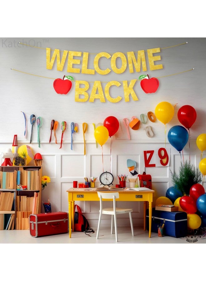KatchOn, Glitter Welcome Back To School Banner - 10 Feet | Apples Welcome Back Banner Decor | Back To School Decorations for Classroom | Back To School Backdrop for First Day of School Decorations - Image 5