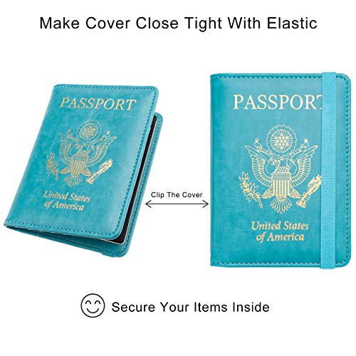 WALNEW Passport Holder for Travel, RFID Passport Cover Wallet for Women Men, PU Leather Passport Book Card Holder Case with Pen, Travelling Essentials for Flying - Image 5