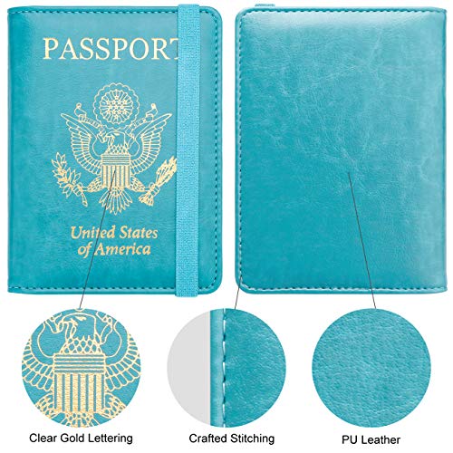 WALNEW Passport Holder for Travel, RFID Passport Cover Wallet for Women Men, PU Leather Passport Book Card Holder Case with Pen, Travelling Essentials for Flying - Image 2