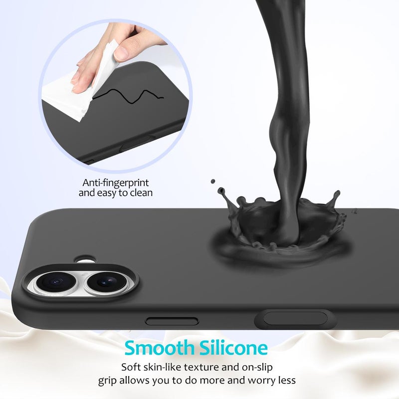 إيروريكس جراب هاتف سيليكون بلون سادة لهاتف iPhone 17 (أسود) - Image 4