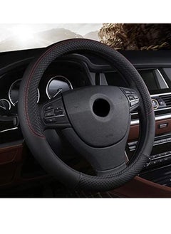 SYOSI Universal Car Steering Wheel Covers, Balck 15 Inch Leather Steering Wheel Cover for SUV Honda, Odorless Anti-slip Skidproof Steering Wheel Cover, Car Accessories Sweat Automotive Interior  - Image 1