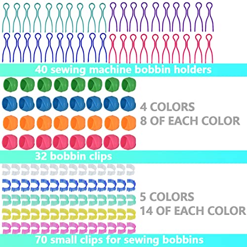 BDS-HOME 142Pcs Bobbin Thread Buddies Set Sewing Thread Spool Organizer Including 70Pcs Bobbin Holders Clips, 32Pcs Bobbin Thread Spool Huggers and 40Pcs Bobbin Clips Holder for Embroidery Quilting Sewing - Image 3