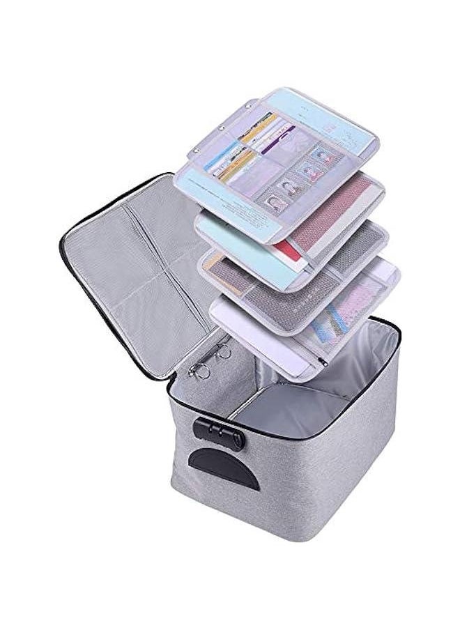 Generic Extra Large Document Organizer,Safe File Storage Box with Lock, Portable Paper Organizer with Detachable separators,Home Office Travel Bag for A4 Folder Certificate Card Passport File Bill(Gray)  - Image 1