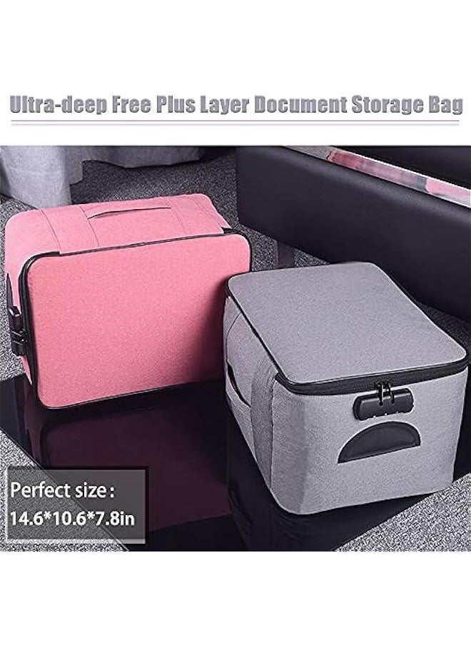 Generic Extra Large Document Organizer,Safe File Storage Box with Lock, Portable Paper Organizer with Detachable separators,Home Office Travel Bag for A4 Folder Certificate Card Passport File Bill(Gray)  - Image 4