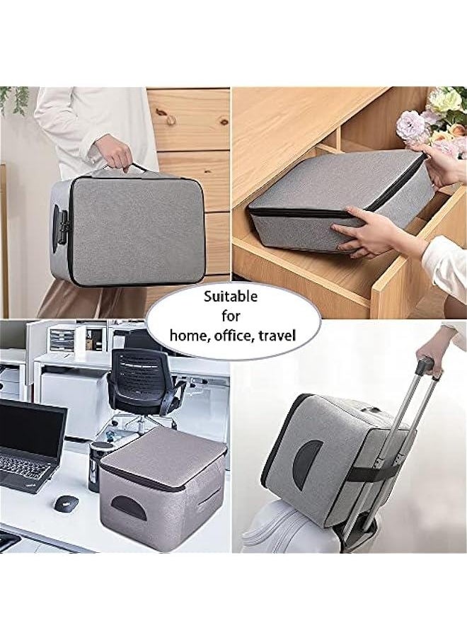 Generic Extra Large Document Organizer,Safe File Storage Box with Lock, Portable Paper Organizer with Detachable separators,Home Office Travel Bag for A4 Folder Certificate Card Passport File Bill(Gray)  - Image 5