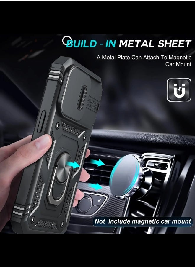 WAOKN - Cover for IPhone 15 Pro 6.1 Inch Case 360° Full Body Protection Silicone Bumper  with Kickstand  Slide Camera Cover Hybrid Heavy Duty Hard Luxury Phone Sheel - Image 1