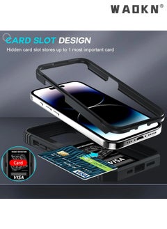 WAOKN Cover for IPhone 15 Pro 6.1 Inch Case 360° Full Body Protection Silicone Bumper  with Kickstand  Slide Camera Cover Hybrid Heavy Duty Hard Luxury Phone Sheel  - Image 5
