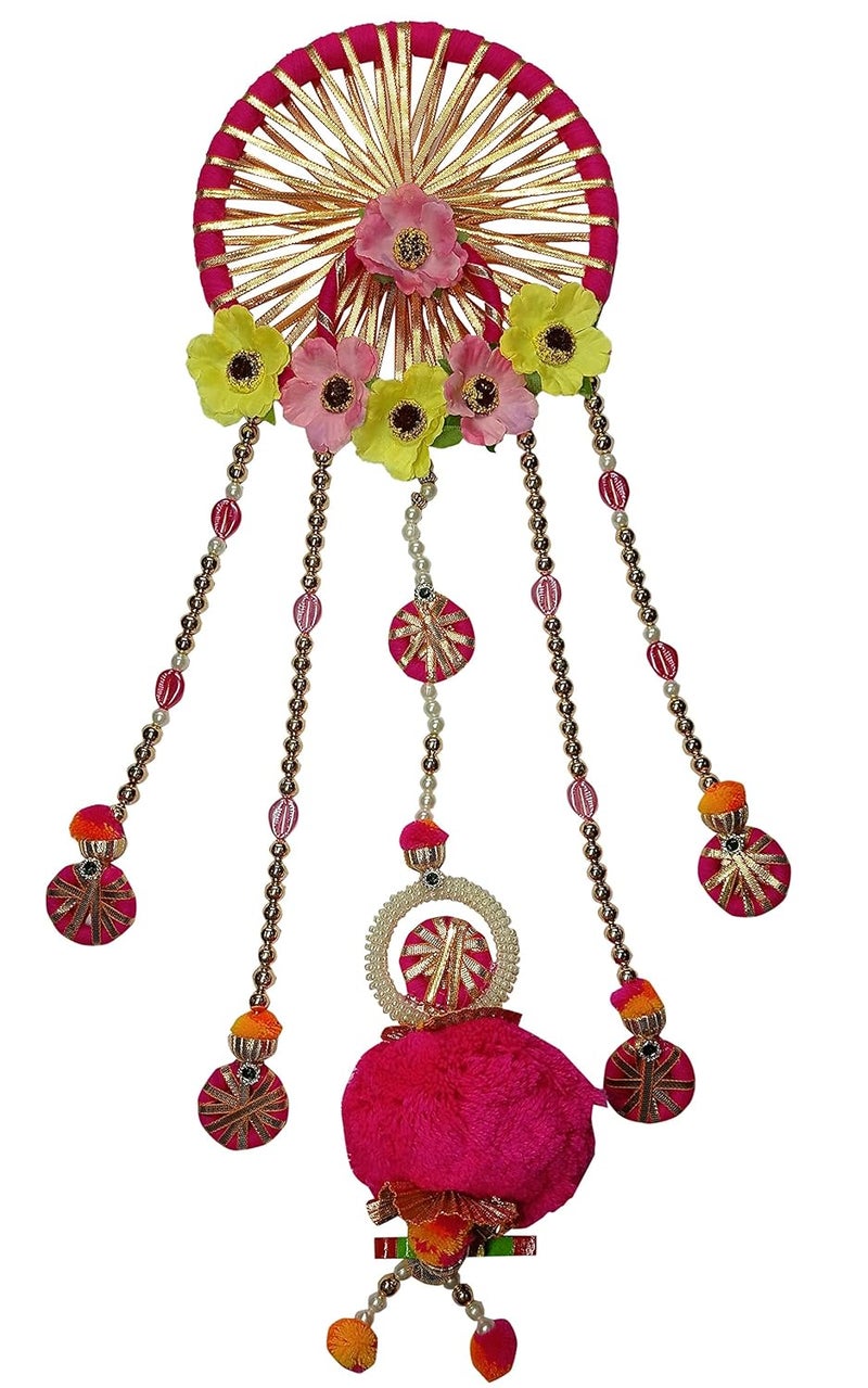 Vakra Handmade Fabric Chakra Traditional Wall Hanging 60 cm x 18 cm x 95 cm Pink Vakra48