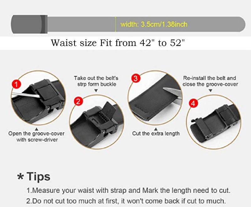 Contacts Genuine Leather Belt for Men with Easier Adjustable Autolock Buckle - Micro Adjustable Belt Fit Everywhere |Formal & Casual | Elegant Gift Box (15-Black-XL-Waist Size Fit from 42" to 52") - Image 2