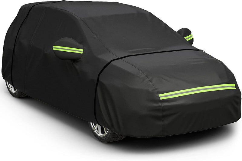 Favoto Hatchback Car Cover, Out Door Full Car Covers Waterproof Large with Right Side Zipper Sun Protection Windproof Exterior Covers Universal Fit (157 to 171 inches) Black Car Cover Stable inert material - Image 1