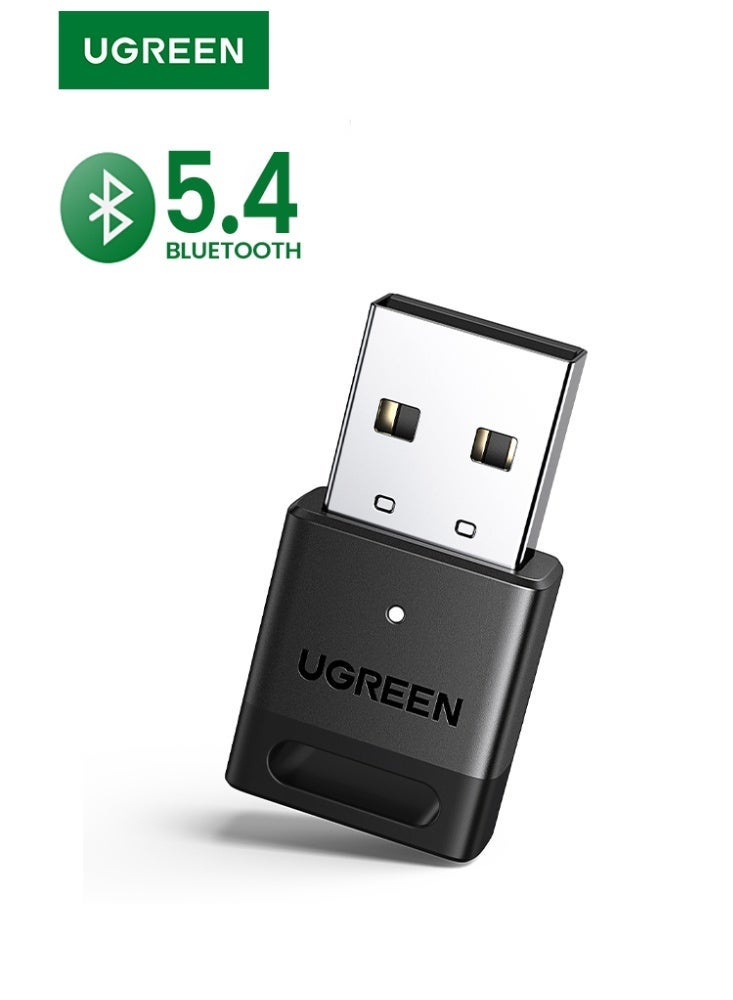 يو جرين محول بلوتوث 5.4 للكمبيوتر الشخصي، جهاز استقبال وبث بلوتوث USB يعمل بنظام التشغيل Windows 11/10/8.1، الكمبيوتر المحمول، لوحة المفاتيح، الماوس، مكبر الصوت، سماعة الرأس، وحدة تحكم PS5/Xbox/Switch أسود - Image 1