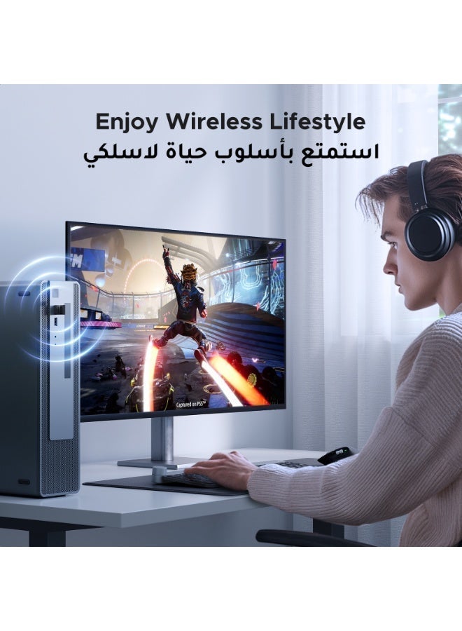 يو جرين محول بلوتوث 5.4 للكمبيوتر الشخصي، جهاز استقبال وبث بلوتوث USB يعمل بنظام التشغيل Windows 11/10/8.1، الكمبيوتر المحمول، لوحة المفاتيح، الماوس، مكبر الصوت، سماعة الرأس، وحدة تحكم PS5/Xbox/Switch أسود - Image 5