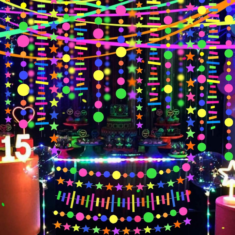 WELITTCON 703feet UV Paper Neon Garland Neon Streamers Glow in The Dark Glow Party Supplies and Decorations Glow in The Dark Streamers Blacklight Reactive Fluorescent Black Light Neon Party Supply for Birthday - Image 2