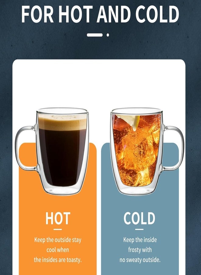 VILON 12.5 oz (410ml) Double Wall Glass Coffee Mugs - Set of 2 | Insulated Cups for Espresso, Latte, Cappuccino, Tea & Hot/Cold Beverages - Image 4