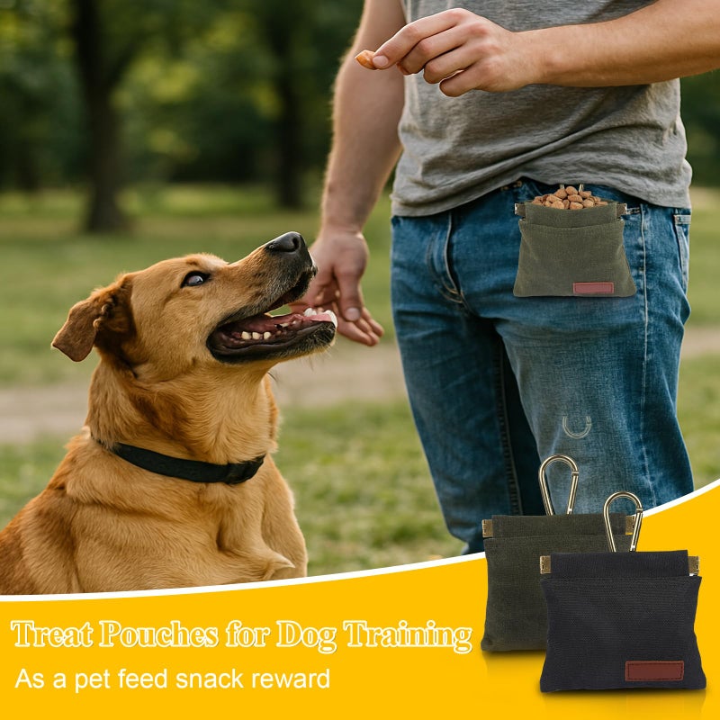 PEASUG 2Pcs Dog Treat Pouches for Pet Training, Hand Free Puppy Dogs Treat Bag with Carabiner, Portable Auto Closing Pet Dog Walking Bag for Travel or Outdoor Use, Pets Feed Snack Reward Pocket- Black, Green - Image 5