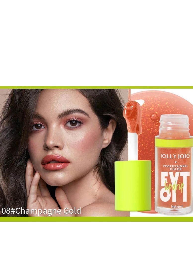 جولي جوجو مجموعة زيت الشفاه برأس فرشاة كبيرة، مرطب ومغذي للغاية، زيت شفاه لامع ناعم، ملمع شفاه ملون نباتي لامع، تركيبة غير لاصقة، ذهبي شامبانيا، قطعتان - Image 5