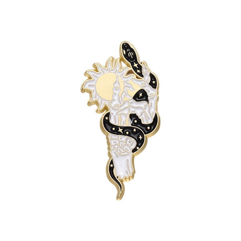 Creative Black White Snake Brooch Butterfly Shape Metal Alloy Enamel Pin - Image 5