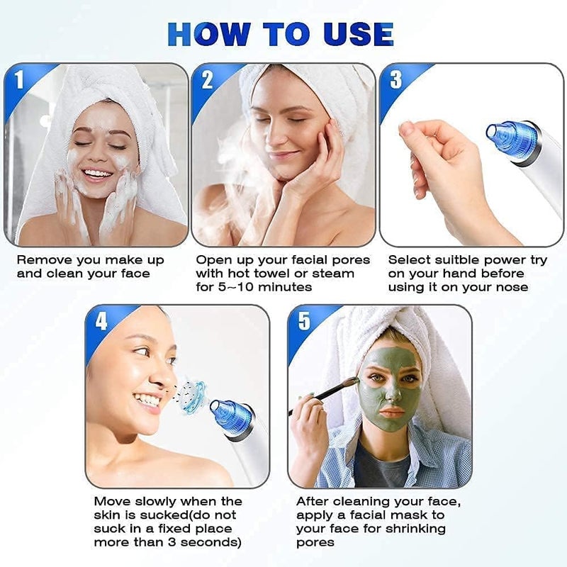 HavenFlix 4 in 1 MultiFunction Blackhead Whitehead Extractor Remover Device Skin Cleaner Pimple Removal Tool Acne Pimple Pore Cleaner Vacuum Suction Tool for Men and Women Skin Care - Image 3