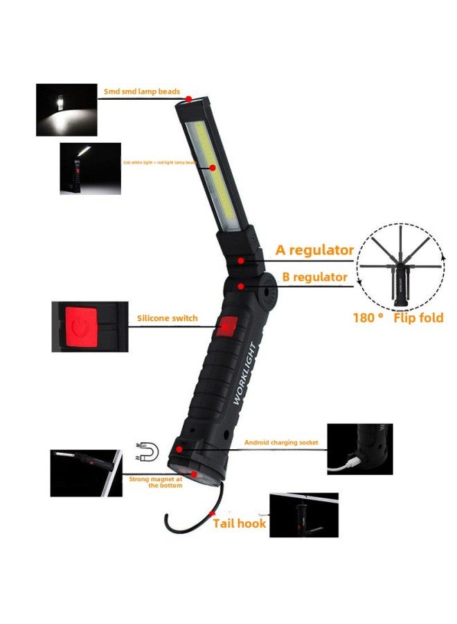 إسكدنيا Multifunctional Charging Cob Work Light Folding Portable Led Maintenance Light Car Magnet Flashlight Hook Maintenance Light-Color:Large Size Set Of Two - Image 4