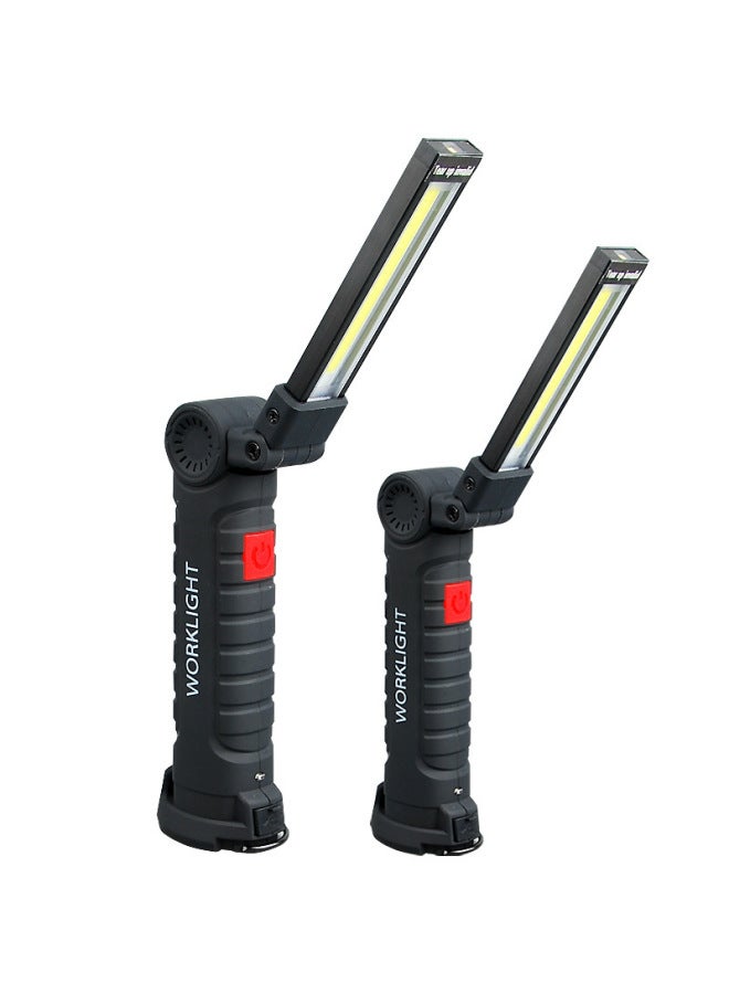 إسكدنيا Multifunctional Charging Cob Work Light Folding Portable Led Maintenance Light Car Magnet Flashlight Hook Maintenance Light-Color:Large Size Set Of Two - Image 2