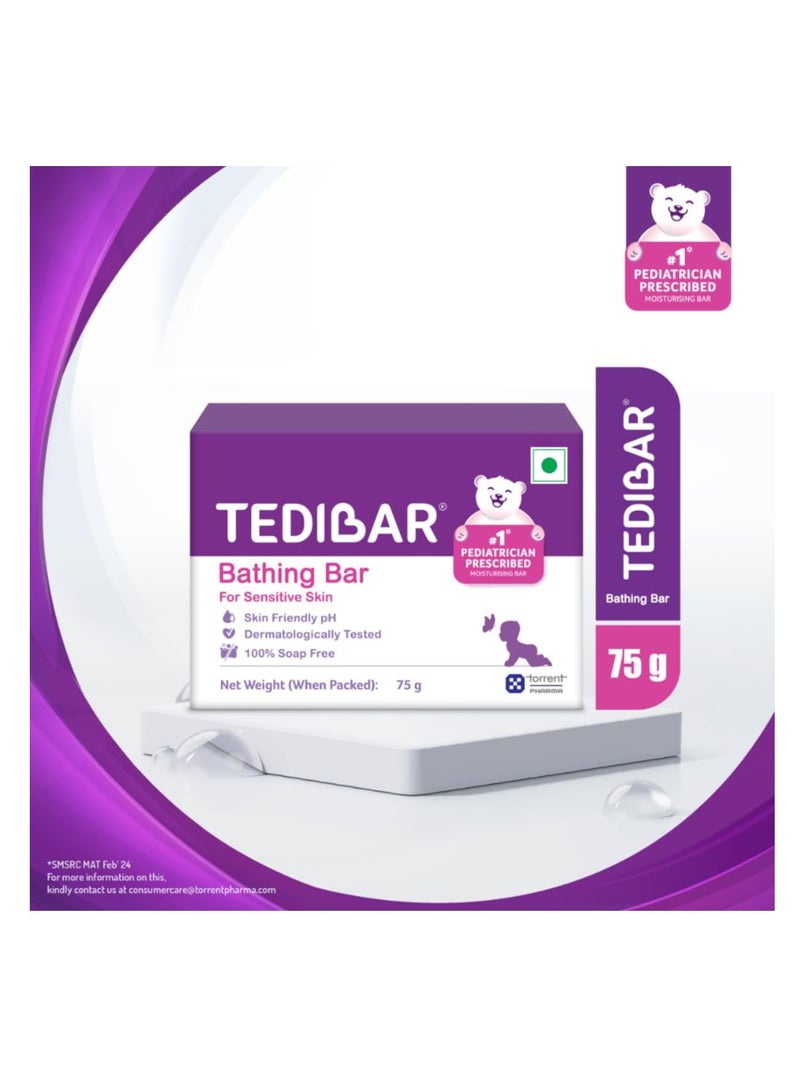Tedibar Moisturising Baby Bathing Bar 75g (Pack of 1) 100% Soap Free No. 1* Pediatrician Prescribed Moisturising Bar - By Torrent Pharma - Image 2