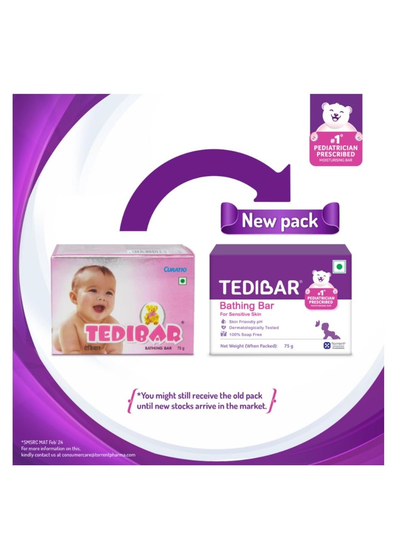 Tedibar Moisturising Baby Bathing Bar 75g (Pack of 1) 100% Soap Free No. 1* Pediatrician Prescribed Moisturising Bar - By Torrent Pharma - Image 3