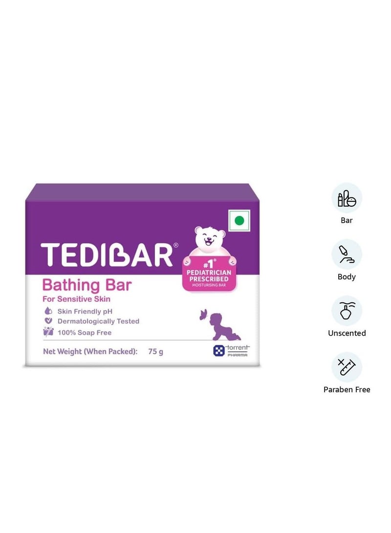 Tedibar Moisturising Baby Bathing Bar 75g (Pack of 1) 100% Soap Free No. 1* Pediatrician Prescribed Moisturising Bar - By Torrent Pharma - Image 5