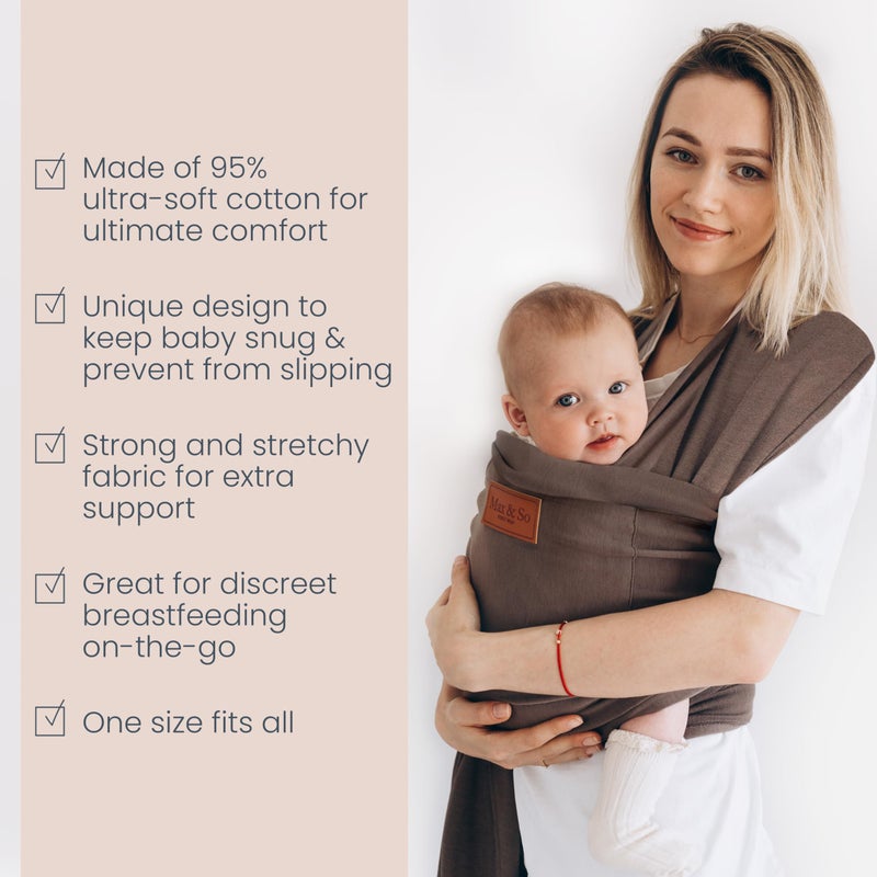 Max&So Baby Wrap Carrier - Premium Cotton Baby Carrier Wrap for Newborn to Toddler- Infant Carrier- Baby Holder One Size Fits All with Front Pocket by Max&so - Image 4