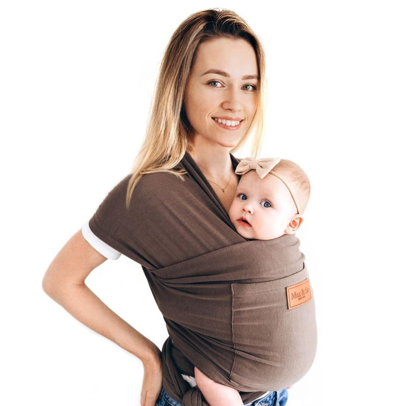 Max&So Baby Wrap Carrier - Premium Cotton Baby Carrier Wrap for Newborn to Toddler- Infant Carrier- Baby Holder One Size Fits All with Front Pocket by Max&so - Image 1