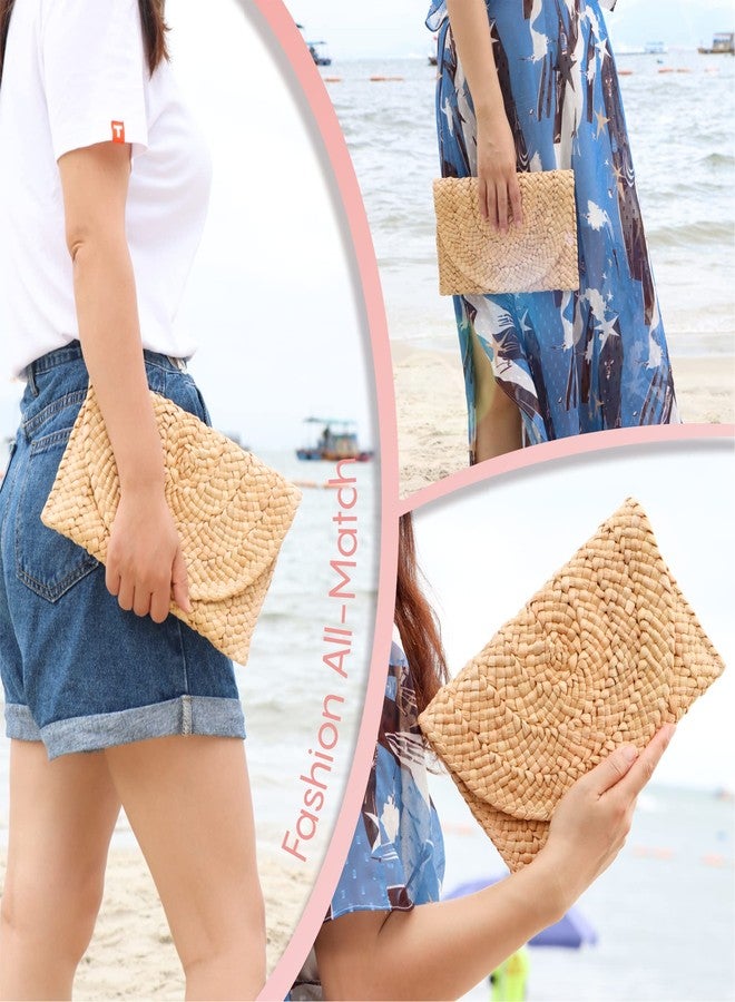 Fecialy Straw Clutch Purses Straw Purses for Women Envelope Woven Clutch Handbags Summer Beach Bags - Image 2
